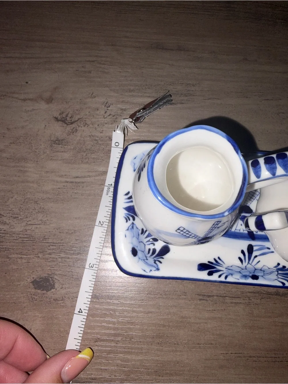 🆕💜 Hand Painted Delft Blue Mini Creamer Sugar Bowl Tray Holland Collectible